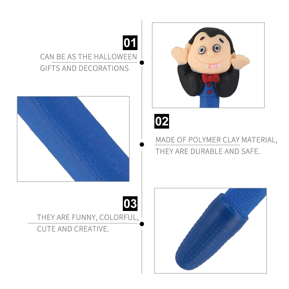 5-Pack Multicolor Halloween Ballpoint Pens – Fun Novelty Pens Novelty Ballpoint Pens PLUSH
