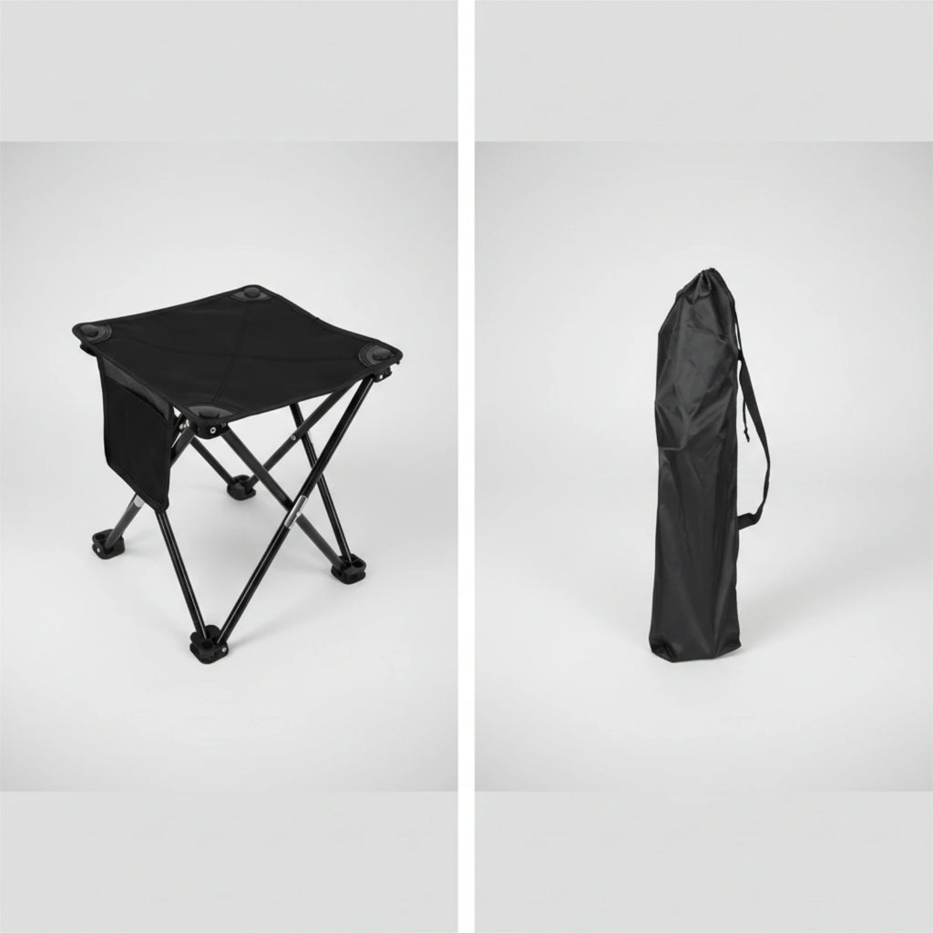 Collapsible Camping Stool with Carry Bag | Outdoor Seat Folding Camp Stool PLUSH