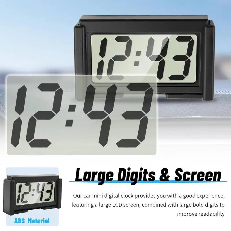 Mini Car Dashboard Digital Clock – LCD Time & Date Display Car Dashboard Clock PLUSH