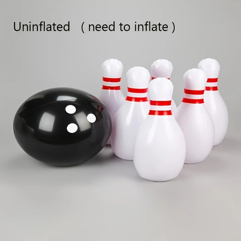 7pcs Giant Bowling Set – Indoor & Outdoor Game with 2 Balls & 5 Pins Giant Lawn Bowling Set PLUSH 7pcs