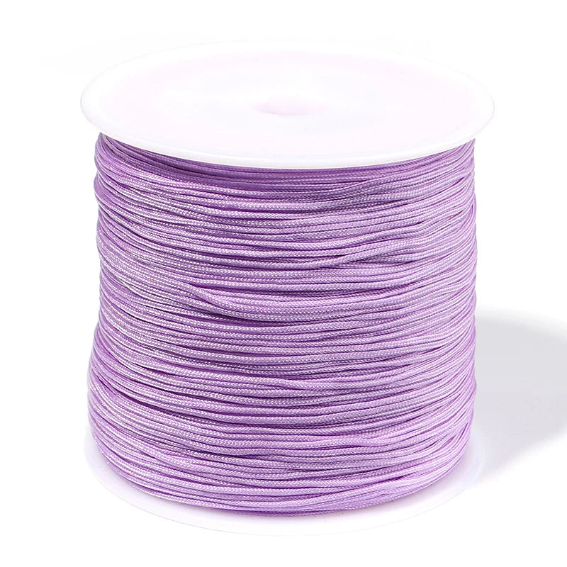 90m Multicolor Nylon Braiding Cord 0.8mm | Chinese Knot Thread Jewelry Braiding Cord PLUSH light purple