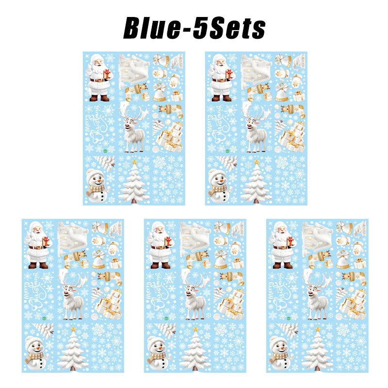 Reusable Christmas Window Clings – Santa Xmas Decals Window Clings Decals PLUSH Blue 5PCS 30x20x0.2cm