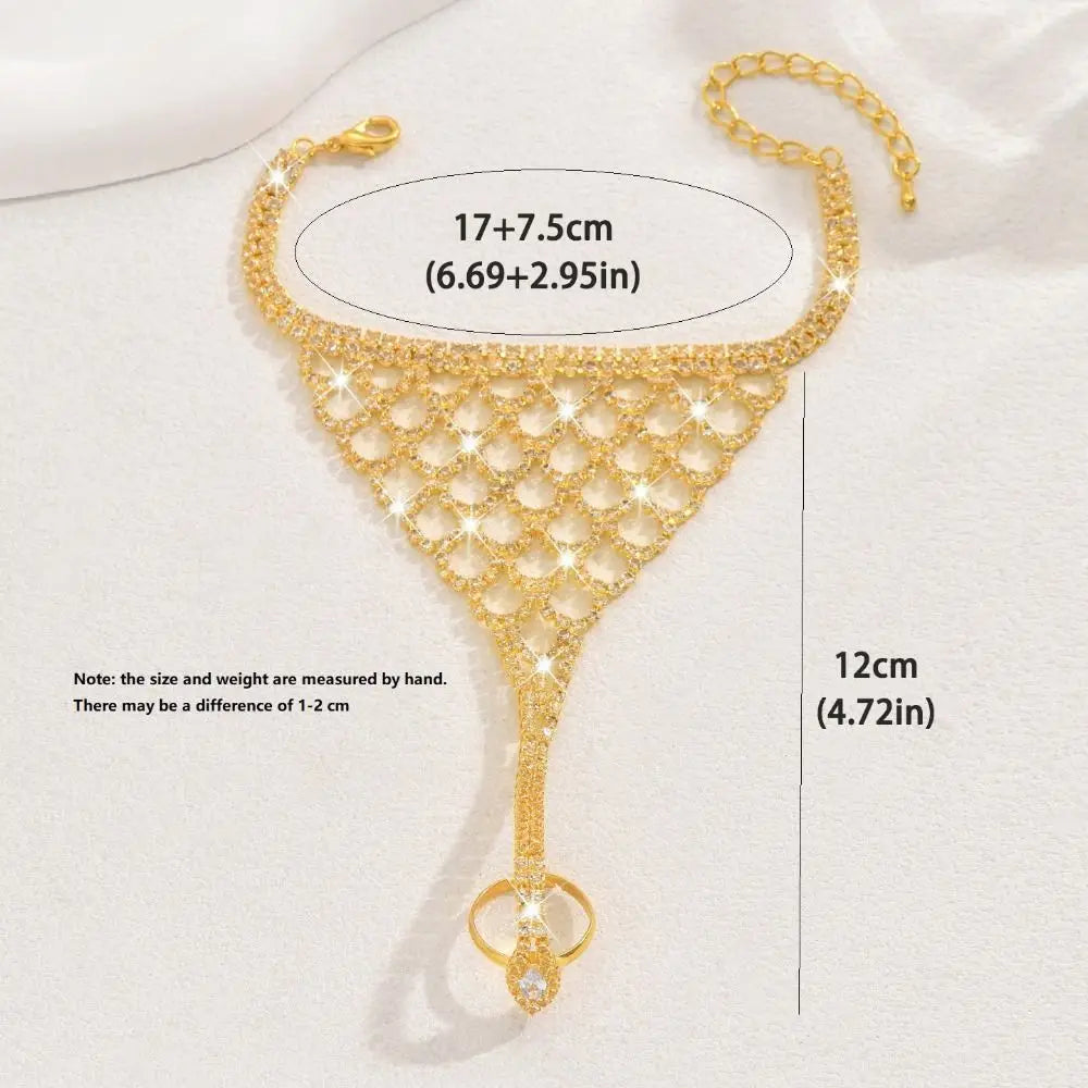 Rhinestone Tassel Multi-Layer Adjustable Finger Bracelet Finger Bracelet PLUSH