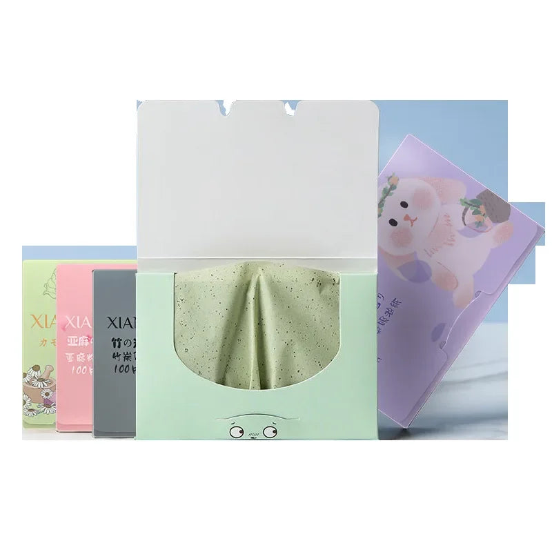 100pcs Matcha Oil Blotting Sheets – Face Oil Control Paper Oil Blotting Sheets PLUSH