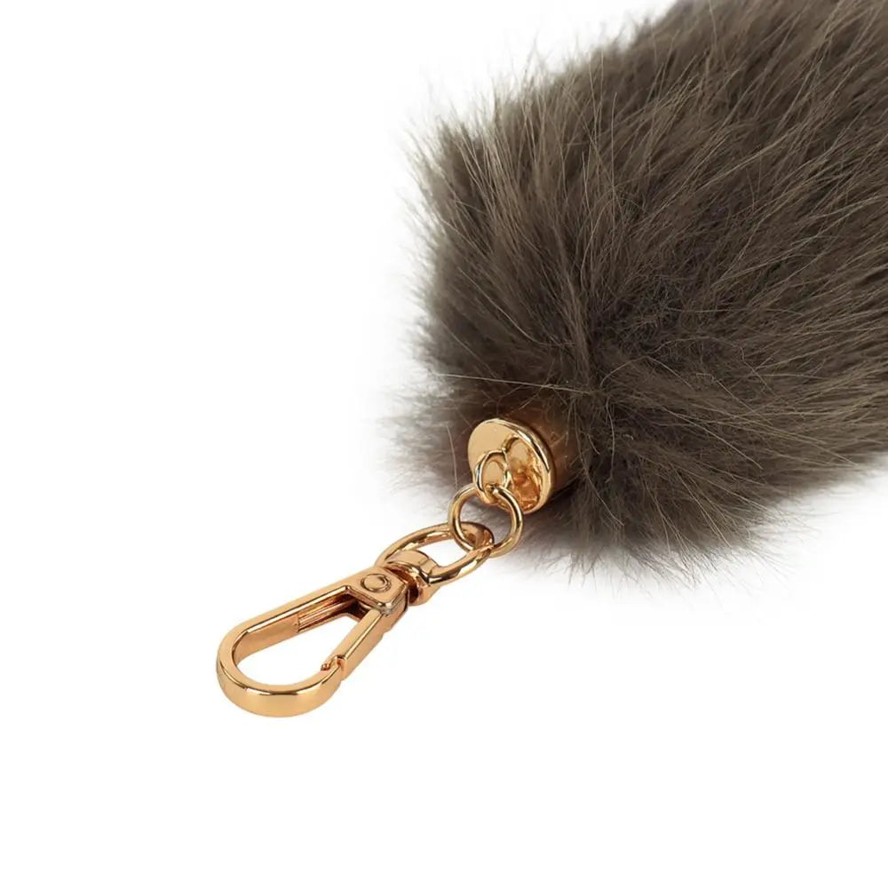 Fluffy Faux Fur Tail Keychain 31cm – Bag Charm Pendant Fur Tail Keychain PLUSH