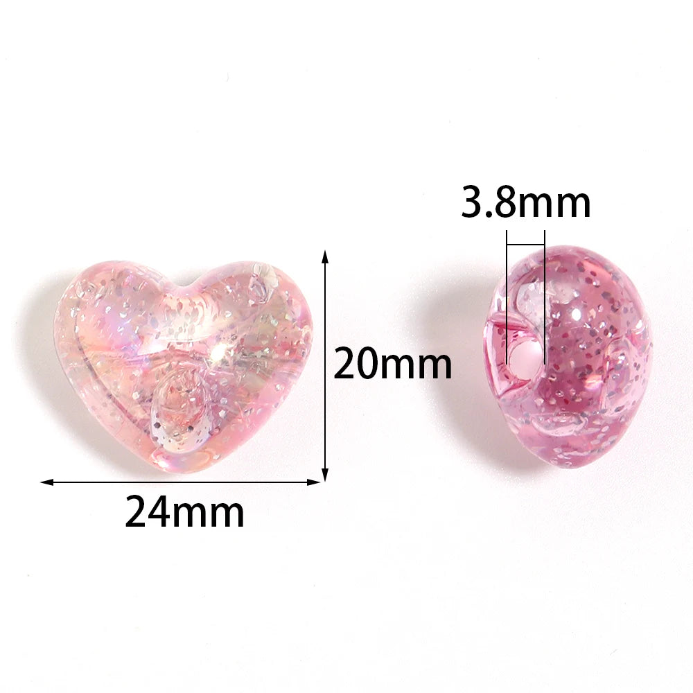 10pcs Heart Crack Acrylic Beads for DIY Jewelry & Bracelets Acrylic Craft Beads PLUSH