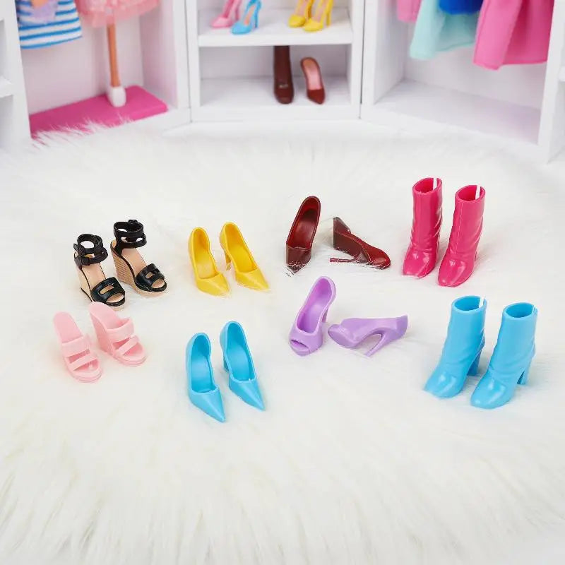 4 Pairs 1/12 Doll High Heel Ankle Boots – Miniature Fashion Shoes Doll Shoe Accessories PLUSH