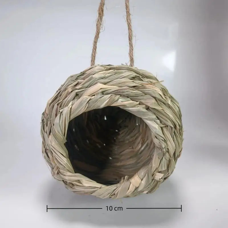 Woven Hanging Bird Nest | Natural Grass Birdhouse for Garden Hanging Bird Nest PLUSH 10x10x7cm