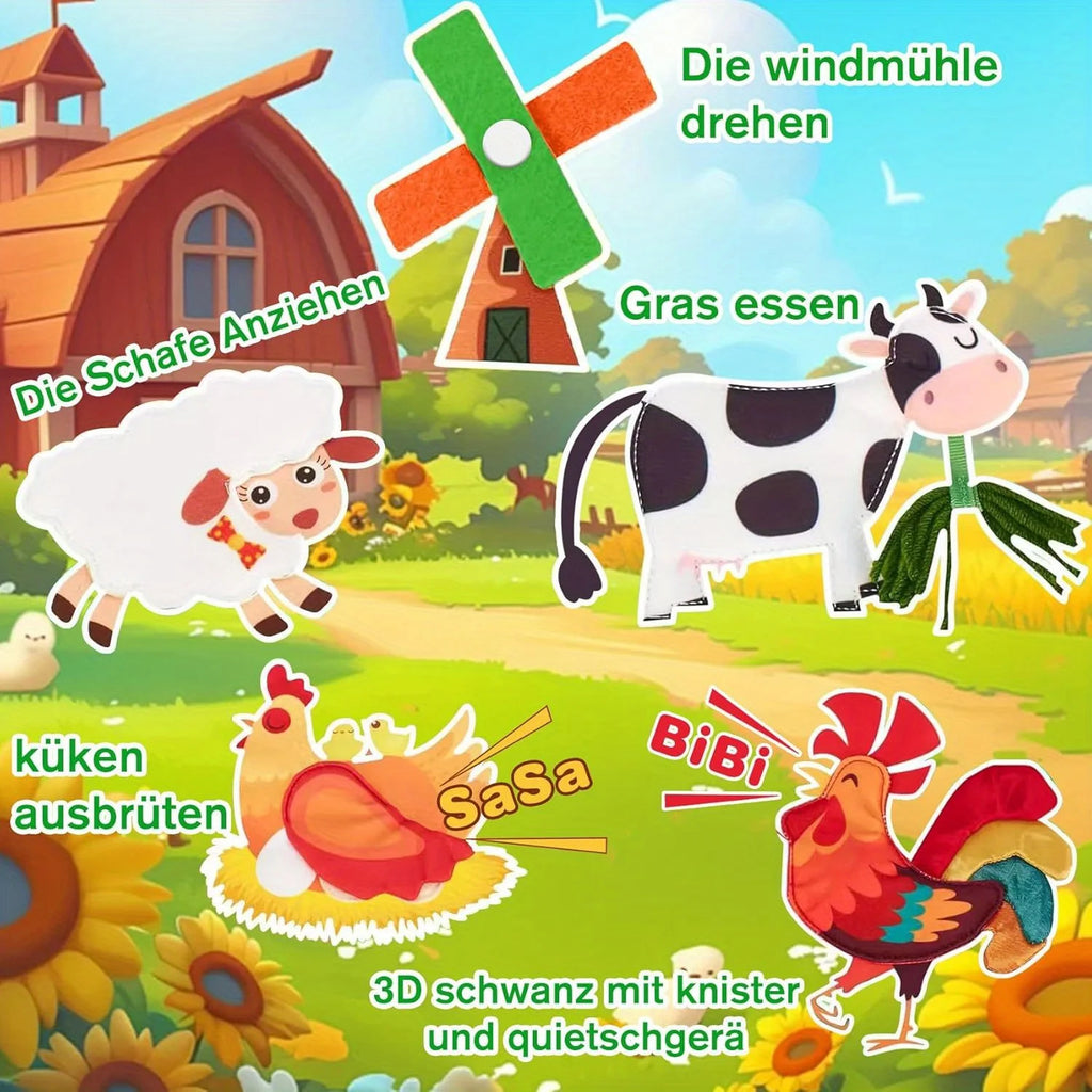 Farm Felt Busy Book for Toddlers – Montessori Learning Ages 1–3 Felt Activity Book PLUSH