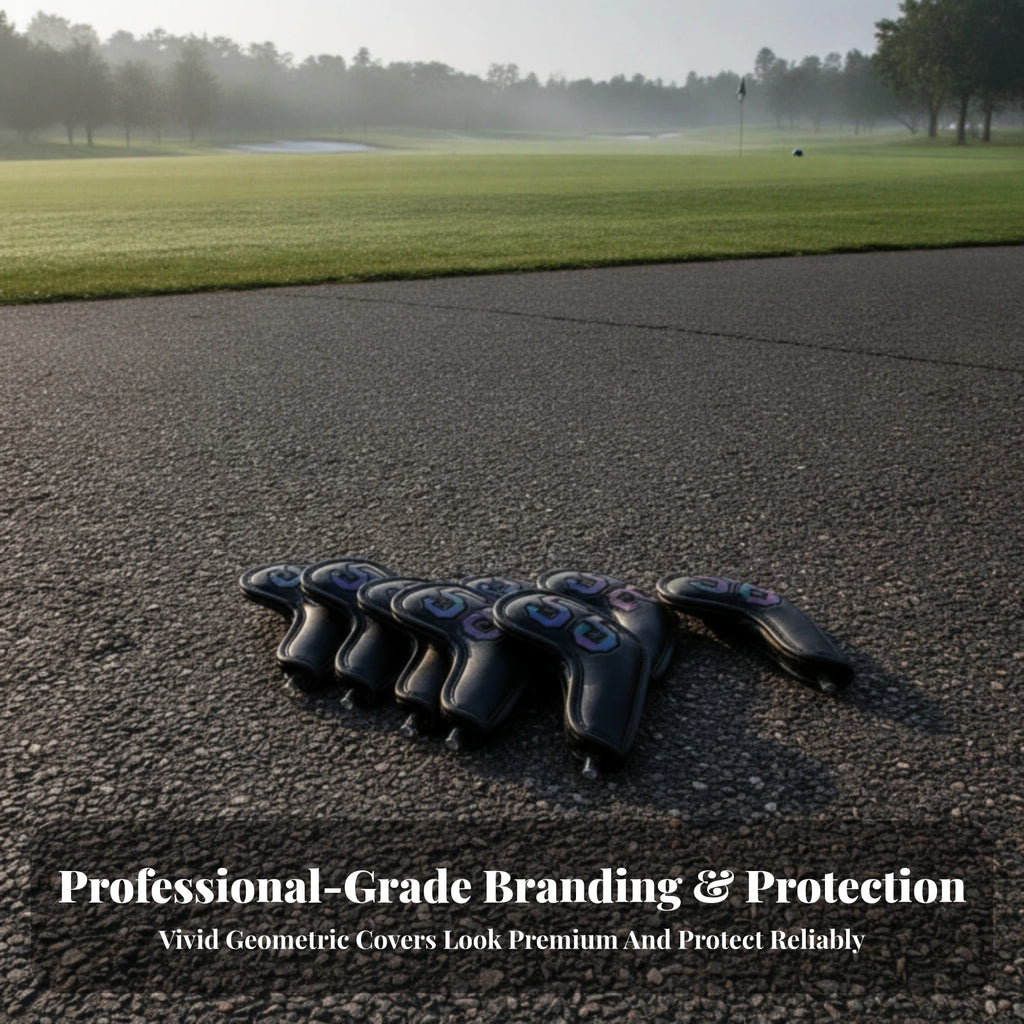 10-Piece Golf Iron Head Covers – PU Synthetic Leather Set Golf Iron Head Covers PLUSH