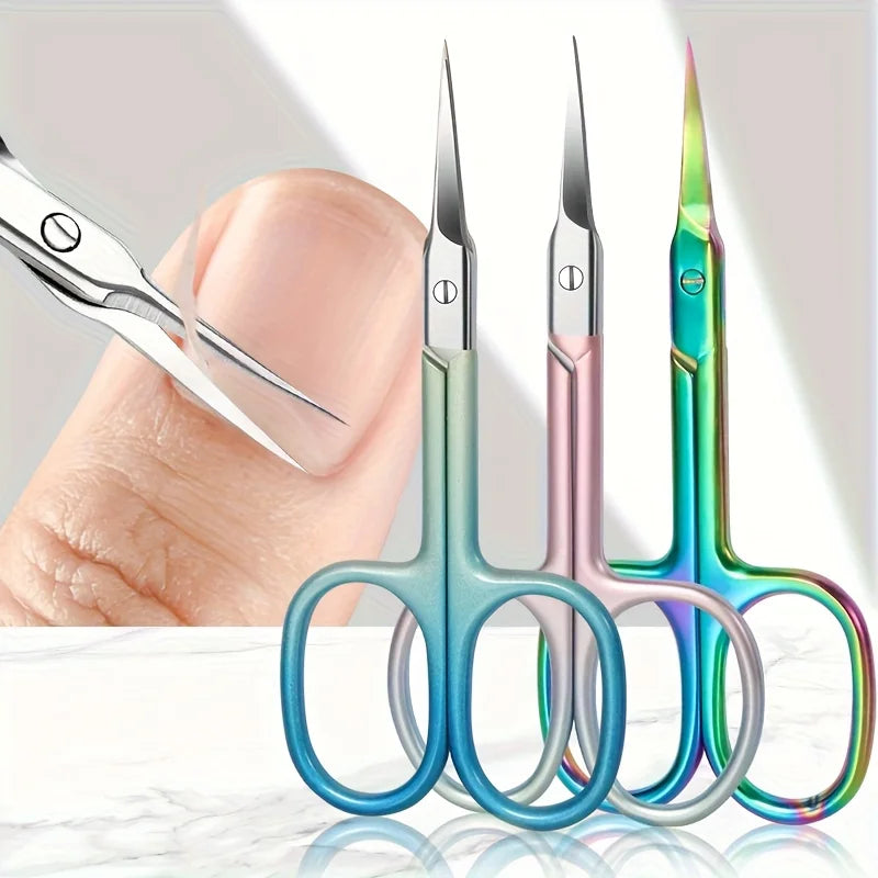 Gradient Pink Curved Stainless Steel Cuticle Scissors | Ouriner Cuticle Scissors PLUSH mixed colors 3 pcs
