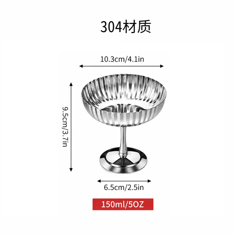 Stainless Steel Dessert Cup – Shatterproof Glossy Stemware Dessert Stemware Cup PLUSH B Silver