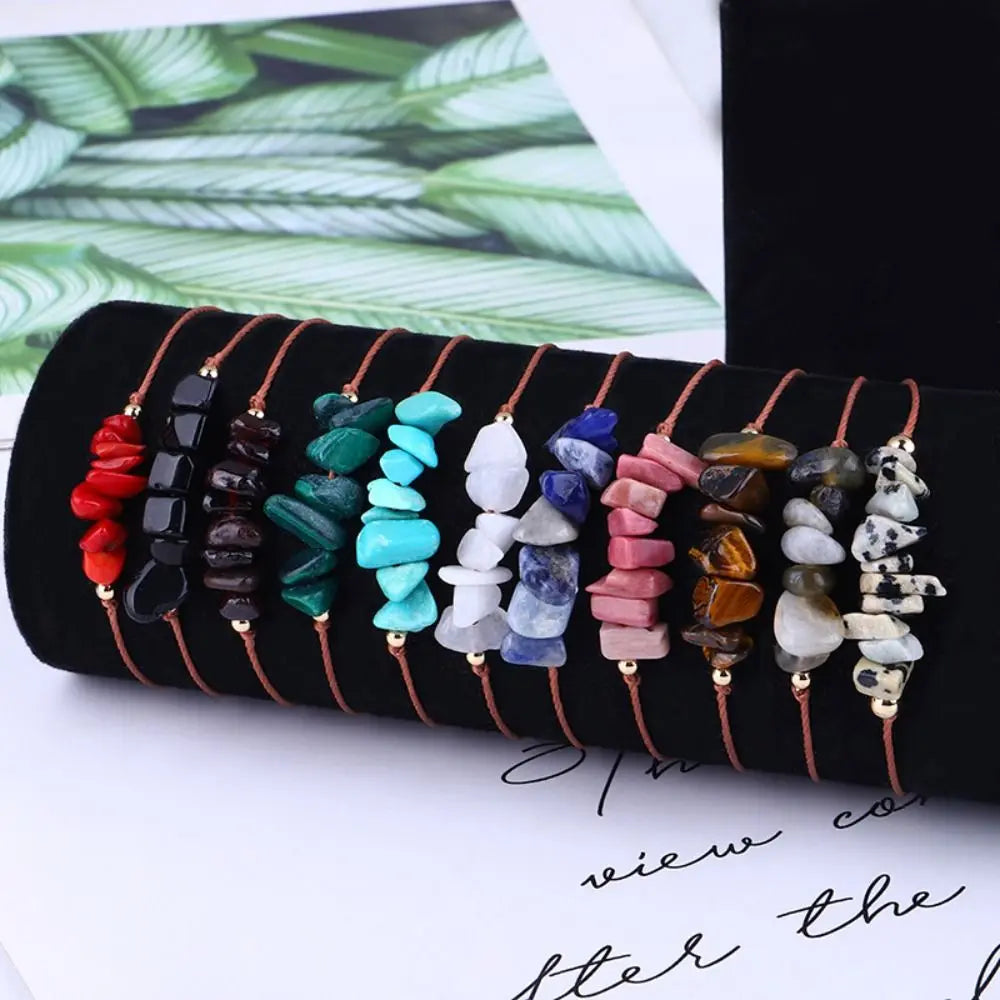 Amethyst Crystal Gravel Woven Rope Boho Bracelet for Women Boho Stone Bracelet PLUSH