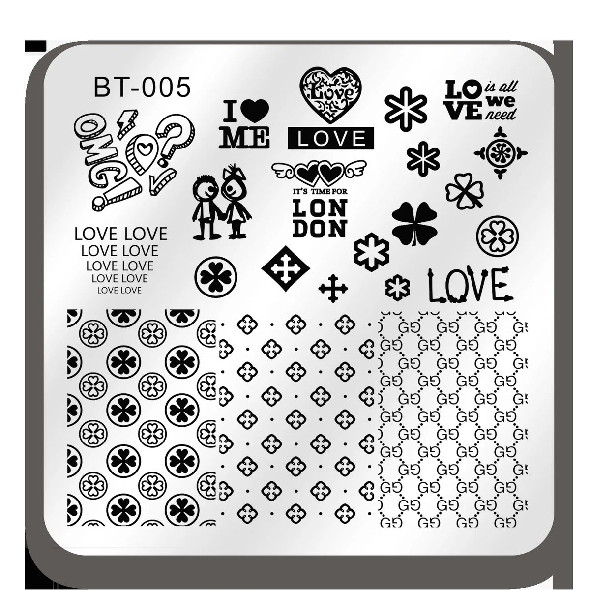 Nail Stamping Plates – Marble Leaves & Animals Stencils Nail Stamping Plate PLUSH BT05