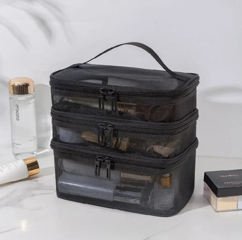 Travel Mesh Makeup Organizer Bag | Cosmetics Storage Box Makeup Organizer Bag PLUSH