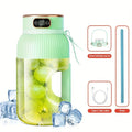 Portable 10-Blade Juicer Cup 1500ml – Multi-Function Blender Portable Juicer Blender PLUSH green