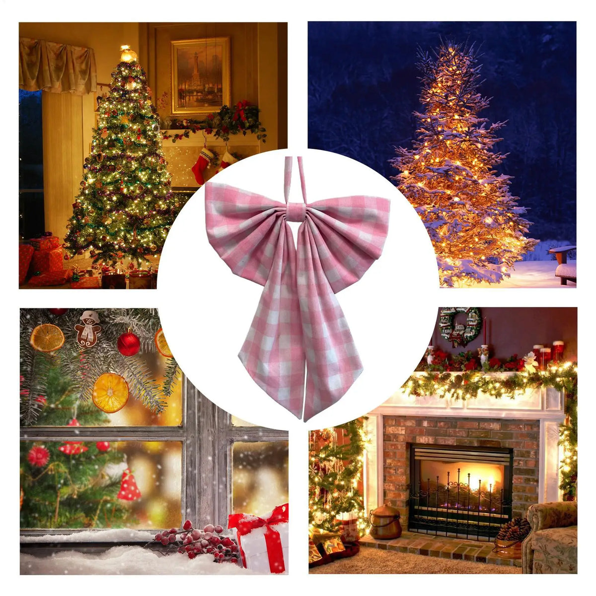 Large Christmas Bow Wreath Topper – Door & Wall Décor 1pc Christmas Bow Decor PLUSH