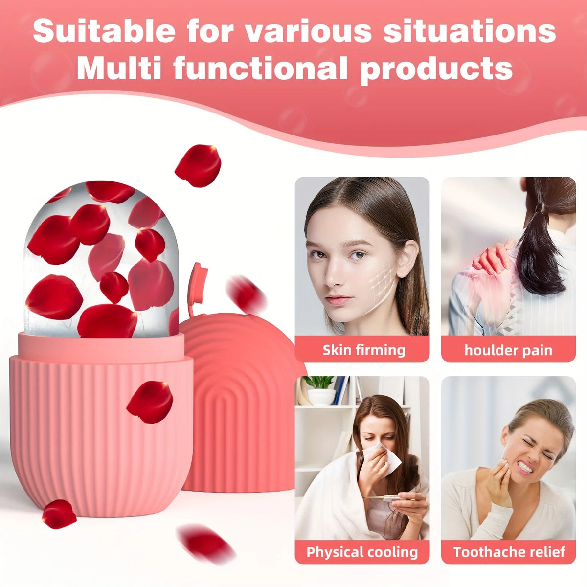 Silicone Ice Ball Face Massager – Contouring Eye Roller Tool Facial Massage Tool PLUSH