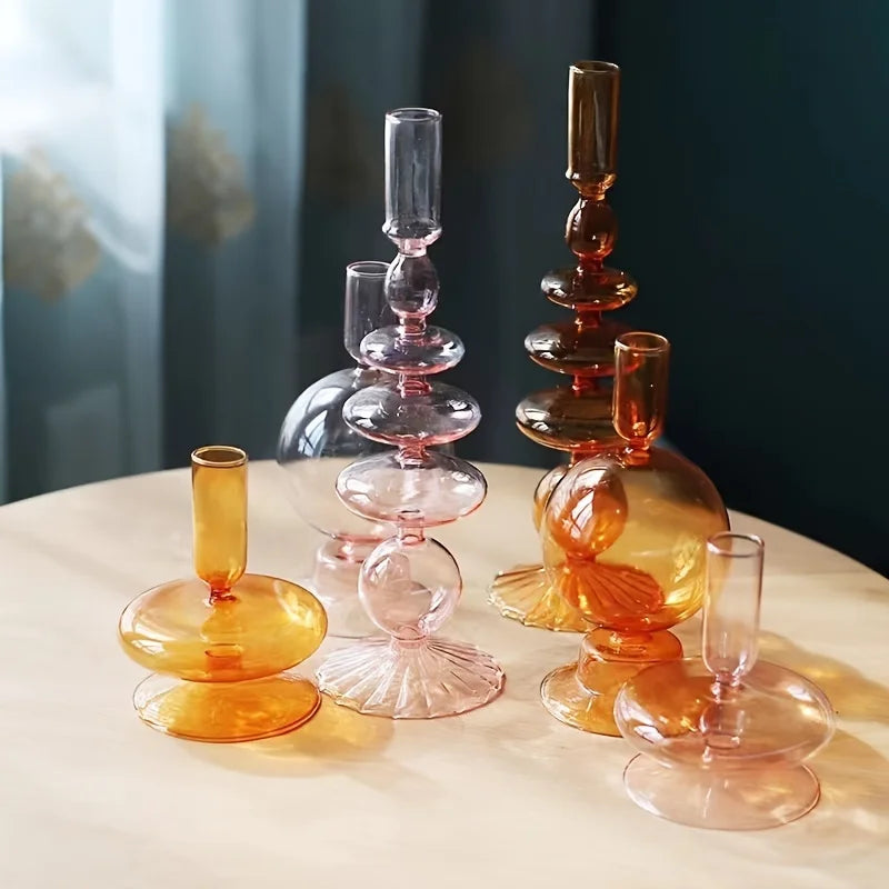 Nordic Glass Candle Holder & Vase – 2-in-1 Centerpiece Glass Candle Holder PLUSH