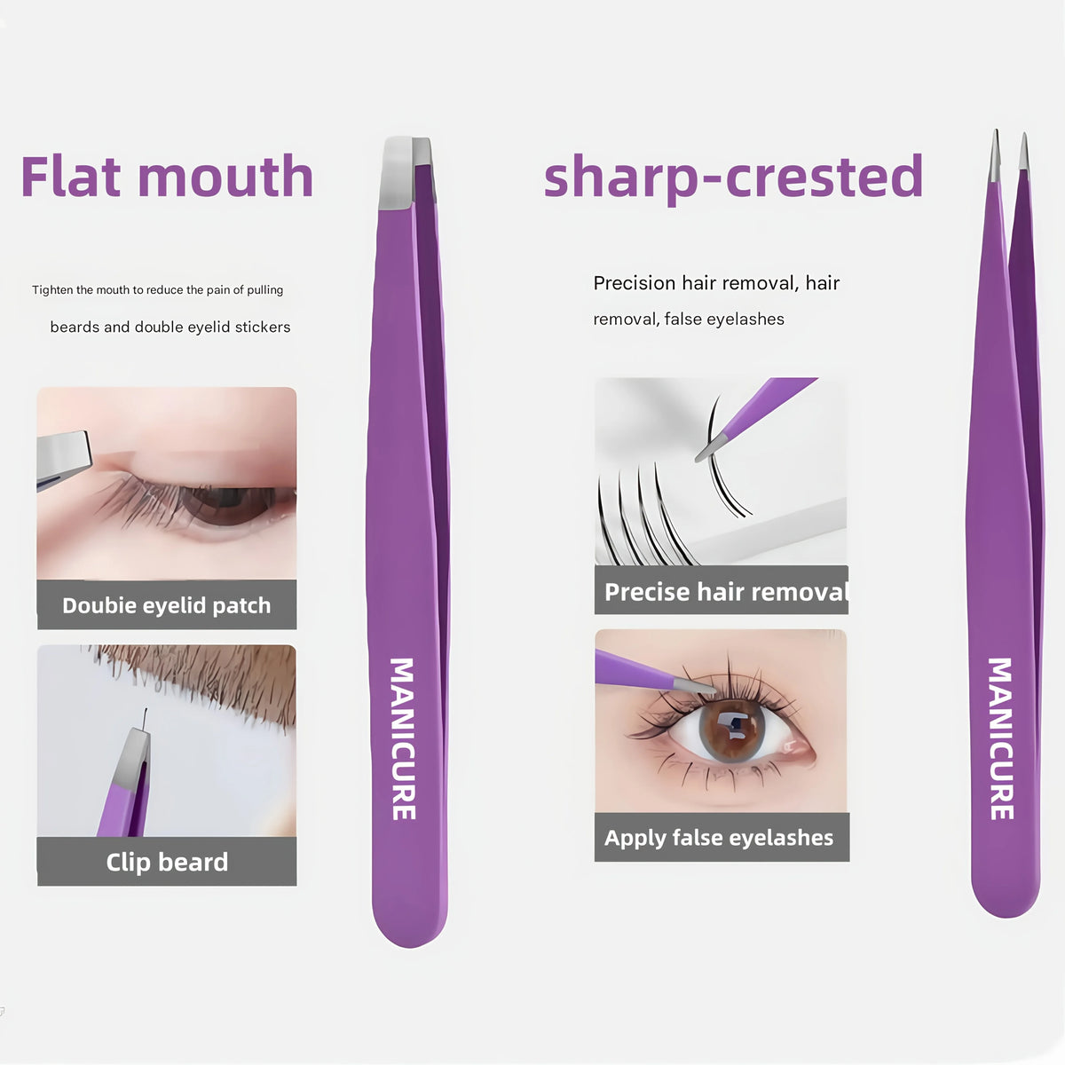 Ouriner 2pcs Stainless Steel Eyebrow Tweezers Set Eyebrow Tweezers Set PLUSH