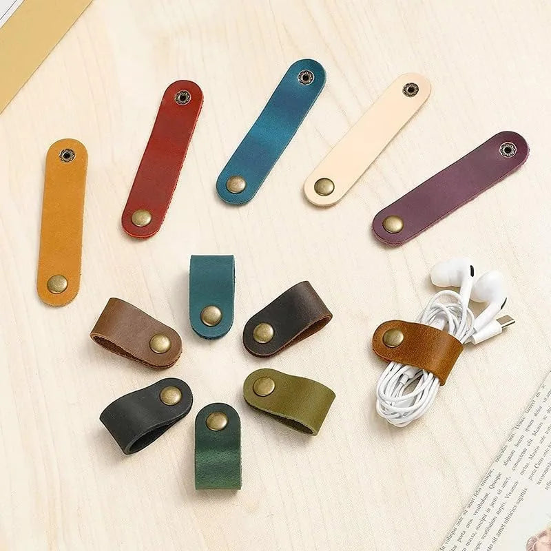 PU Leather Cable Organizer Cord Holder with Snap Button 10/20/30pcs Cable Organizer PLUSH