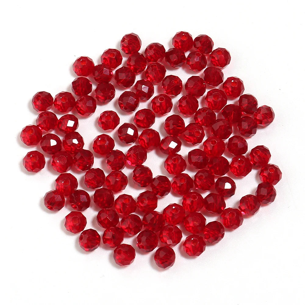 Red Faceted Glass Rondelle Spacer Beads 50-200pcs | DIY Jewelry Glass Spacer Beads PLUSH 4x3mm 200pcs