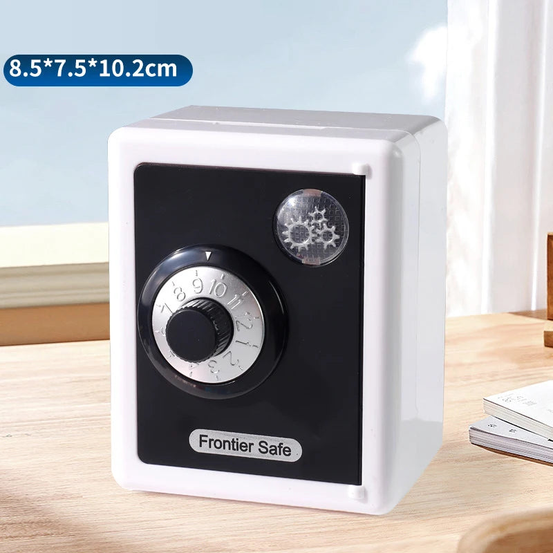Kids Combination Lock Piggy Bank – Mini Password Coin Safe Box Kids Coin Safe PLUSH White