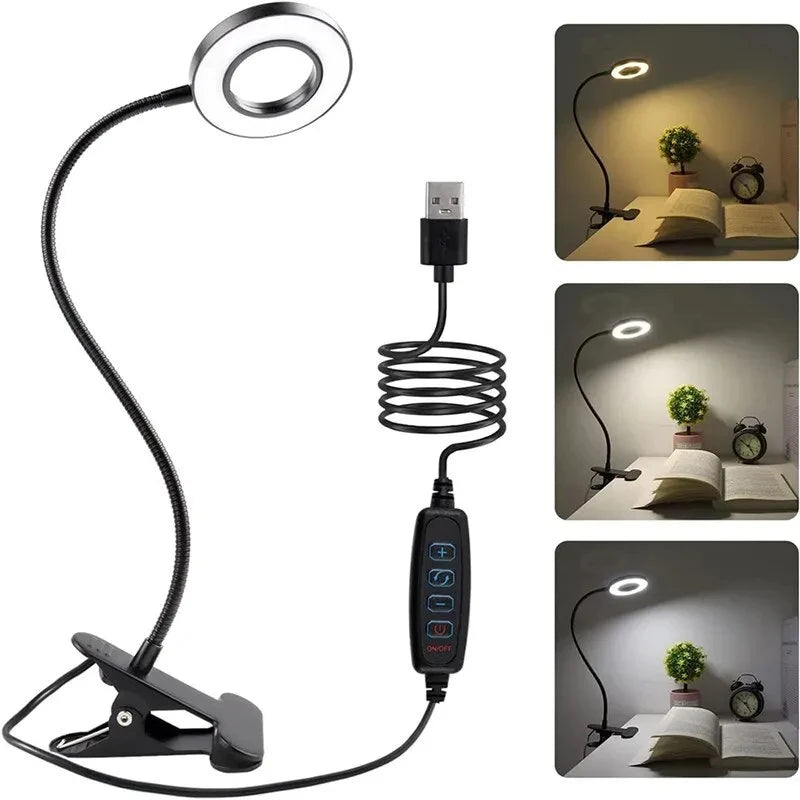 USB LED Clamp Desk Lamp – 48 LEDs Dimmable Flexible Reading Light Clamp Desk Lamp PLUSH