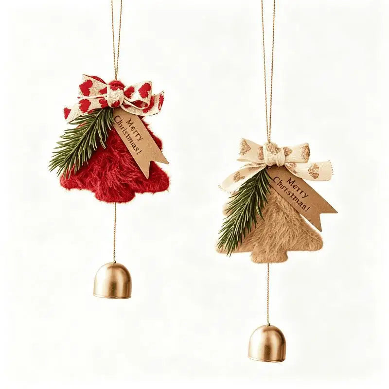 Fluffy Plush Christmas Tree Hanging Ornament with Jingle Bell Christmas Ornament PLUSH