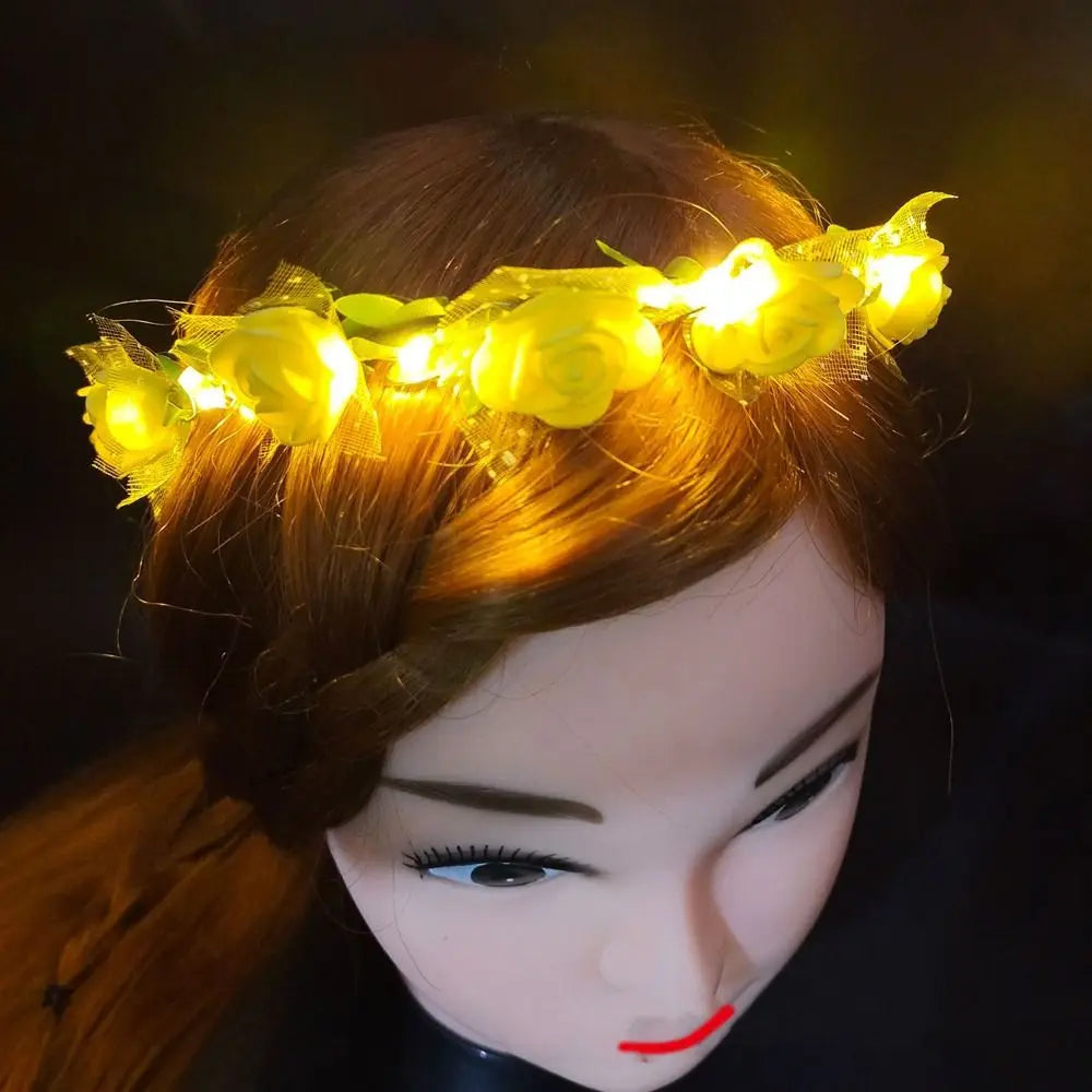 LED Flower Crown Headband – Luminous Floral Wreath for Women LED Flower Crown PLUSH