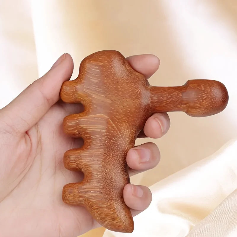 Wood Gua Sha Massager Stick – 5-in-1 Body & Foot Tool Body Massage Tool PLUSH Brown