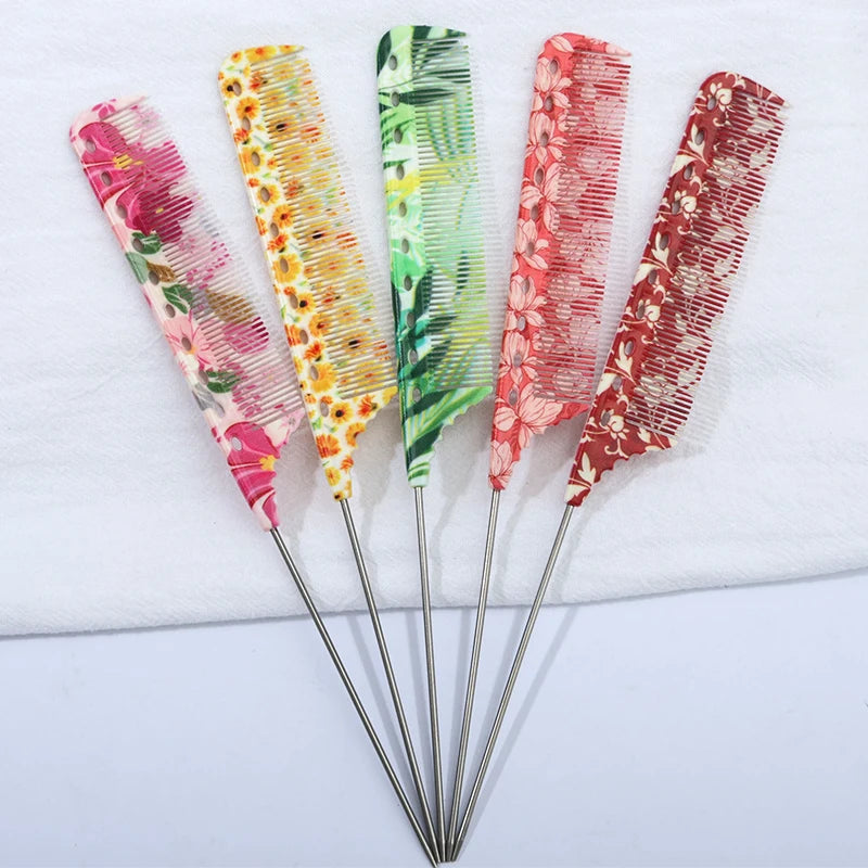 Anti-Static Rat Tail Comb – 5 Floral Patterns | Hair Styling Hair Styling Comb PLUSH
