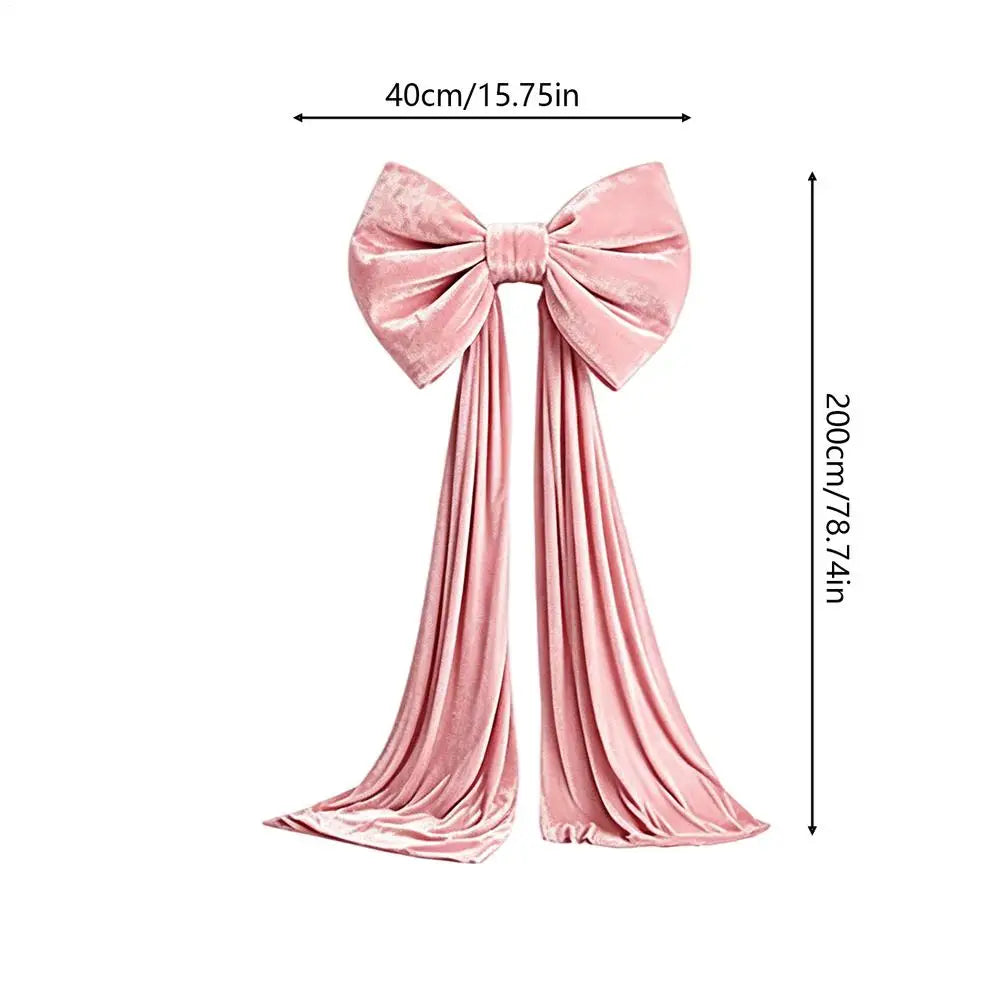 Extra-Large Velvet Christmas Tree Bow – Green & Pink Holiday Christmas Tree Bow PLUSH Pink 200cm