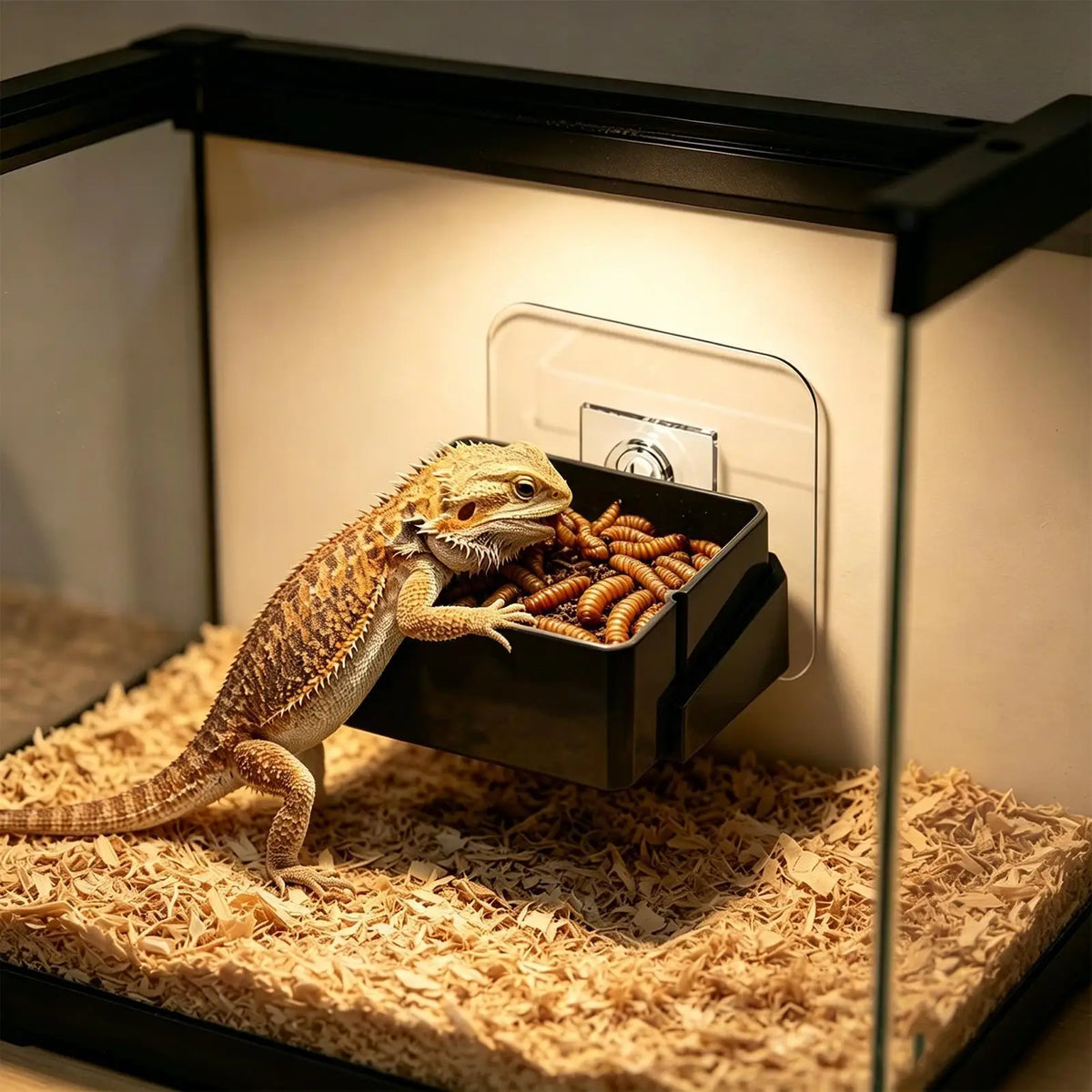 Wall-Mounted Reptile Feeder Water Bowl Dish for Gecko Lizard Reptile Feeding Dish PLUSH