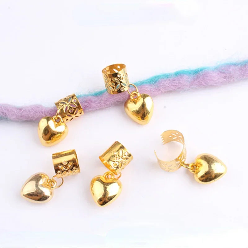 5pcs Hollow Flower Hair Cuffs – Dreadlock Braid Rings & Tubes