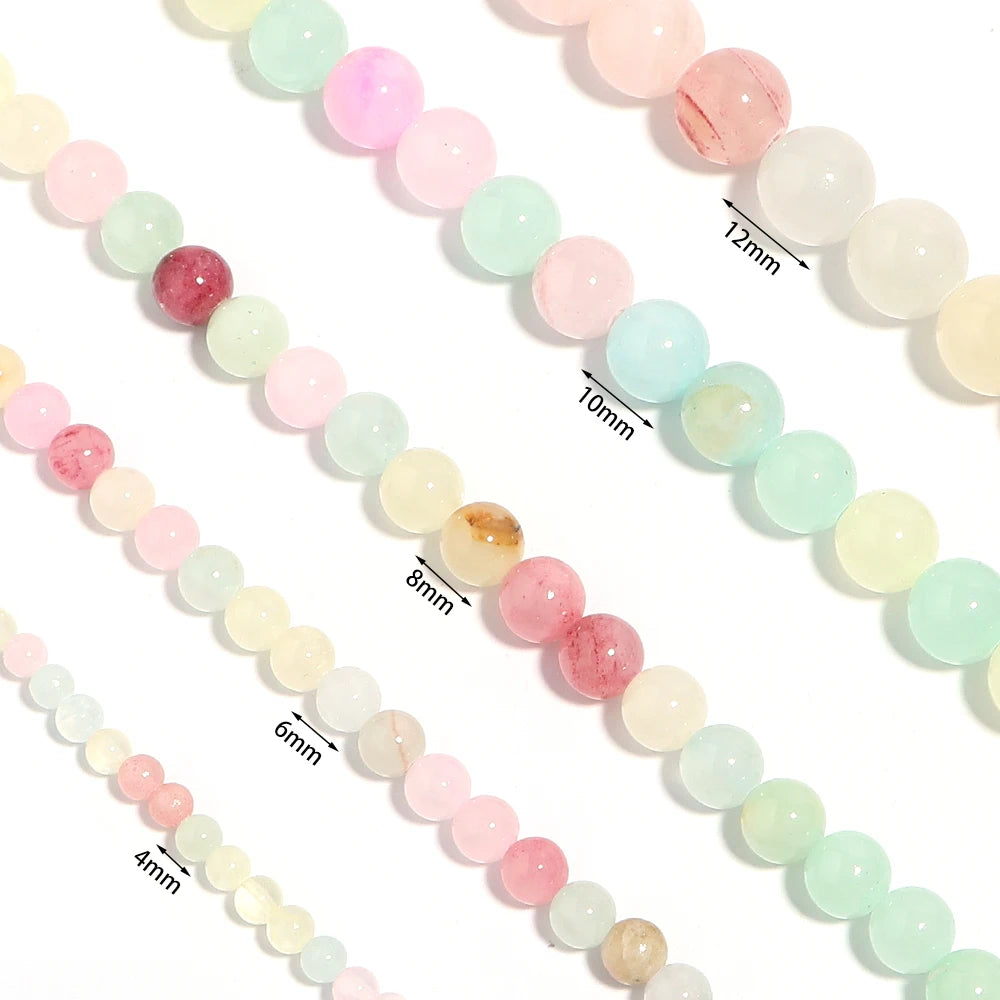 Colorful Jade Stone Round Spacer Beads – DIY Jewelry (1 Strand) Natural Stone Beads PLUSH