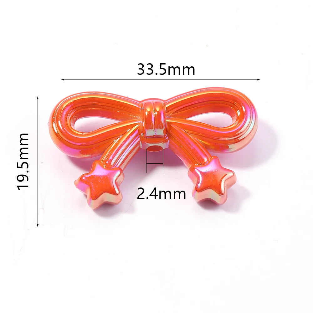 10pcs Multicolor Bow Acrylic Beads 19x33mm – DIY Jewelry Making Acrylic Spacer Beads PLUSH