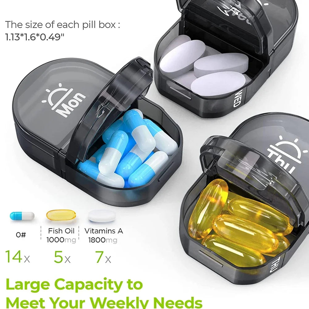 Weekly AM/PM Pill Organizer with Canvas Bag – 7 Day, 14 Slots Weekly Pill Organizer PLUSH