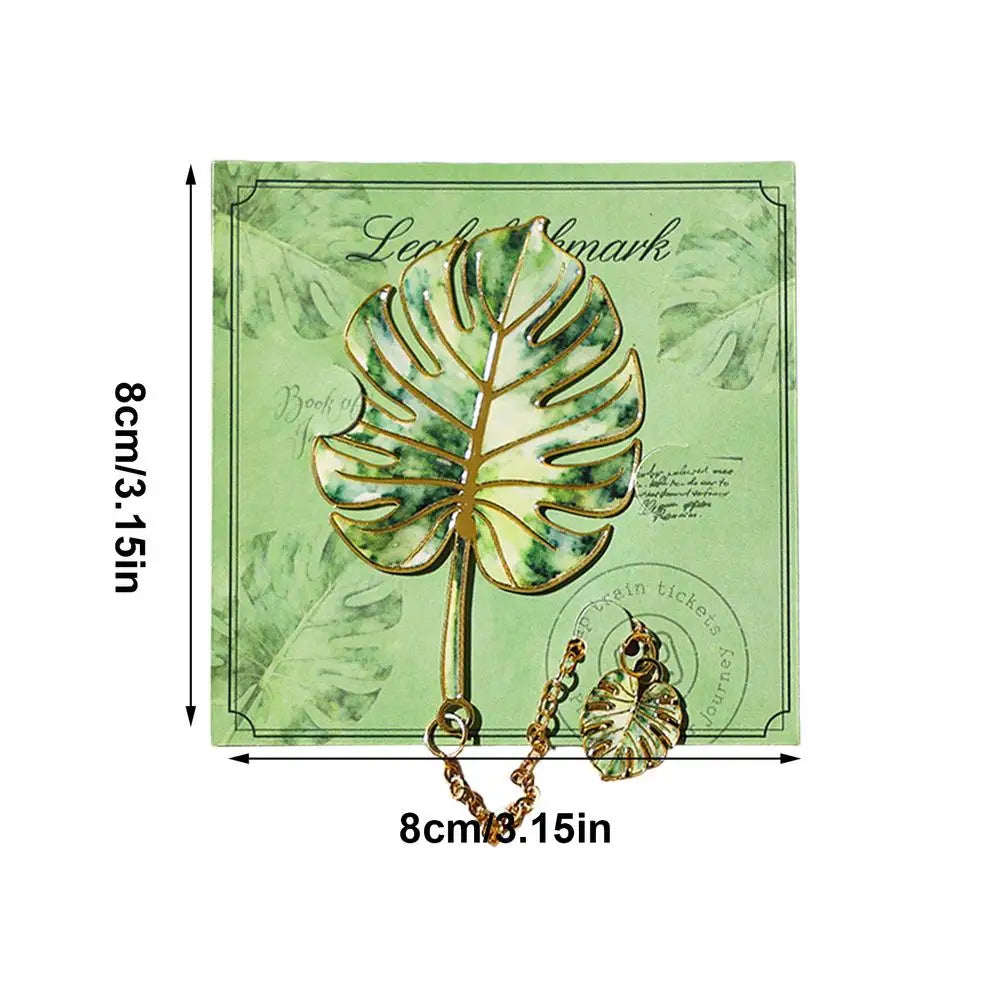 Metal Leaf Bookmark with Chain Pendant – Maple & Clover Metal Bookmark PLUSH F