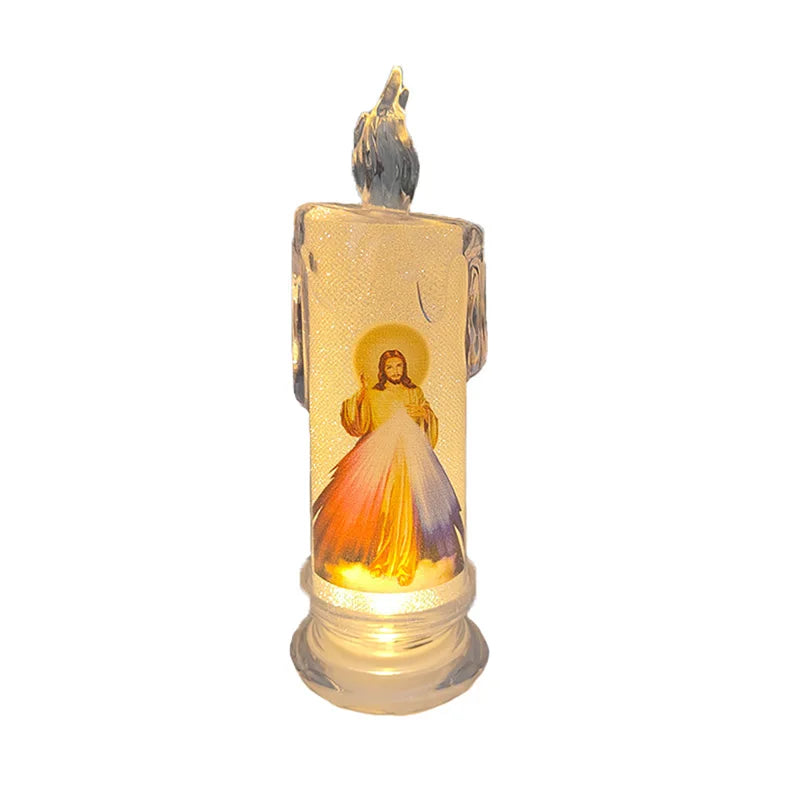Flameless LED Devotional Prayer Candle – Religious Décor LED Prayer Candle PLUSH