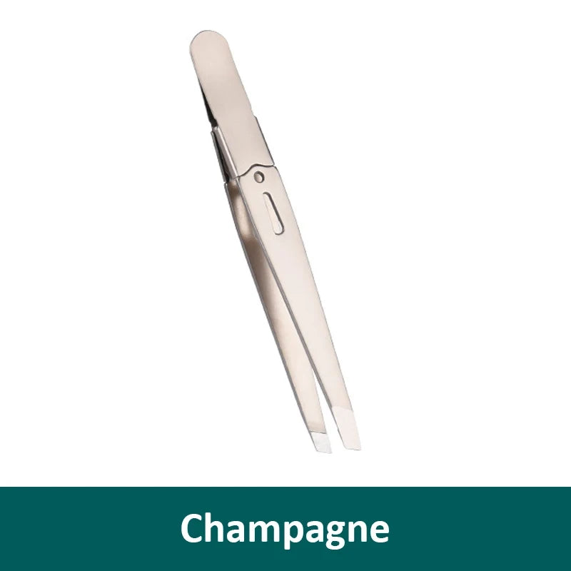 Stainless Steel Eyebrow Tweezers – Facial & Nose Hair Clip Eyebrow Tweezers PLUSH Champagne