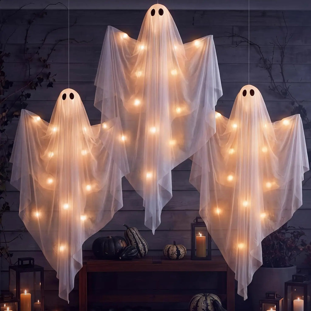 Halloween Ghost LED String Lights 8 Modes Waterproof Battery Halloween String Lights PLUSH