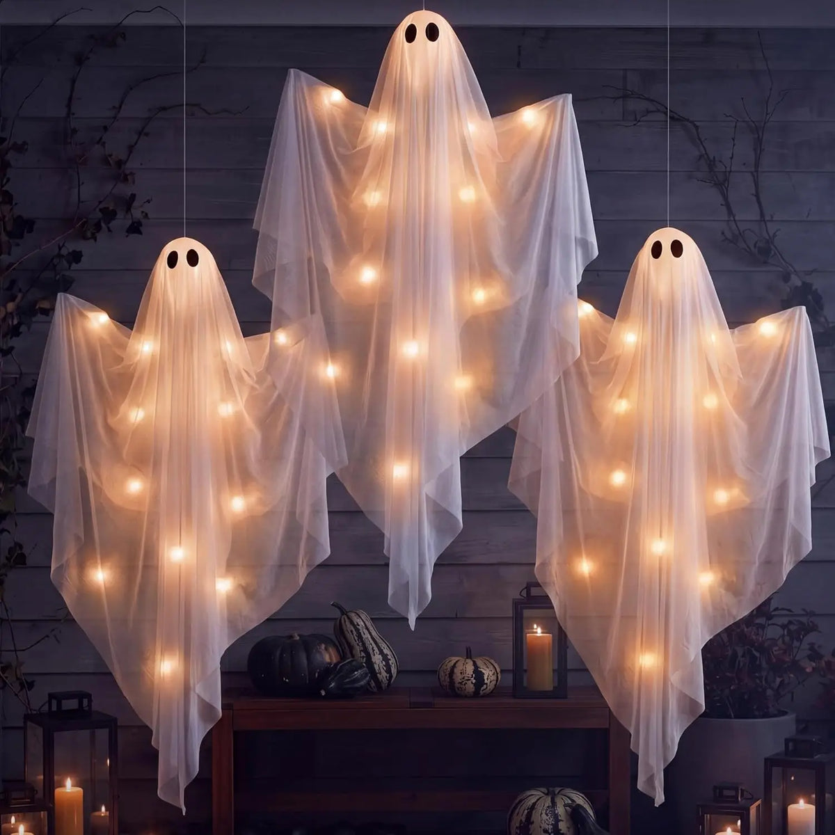 Halloween Ghost LED String Lights 8 Modes Waterproof Battery Halloween String Lights PLUSH