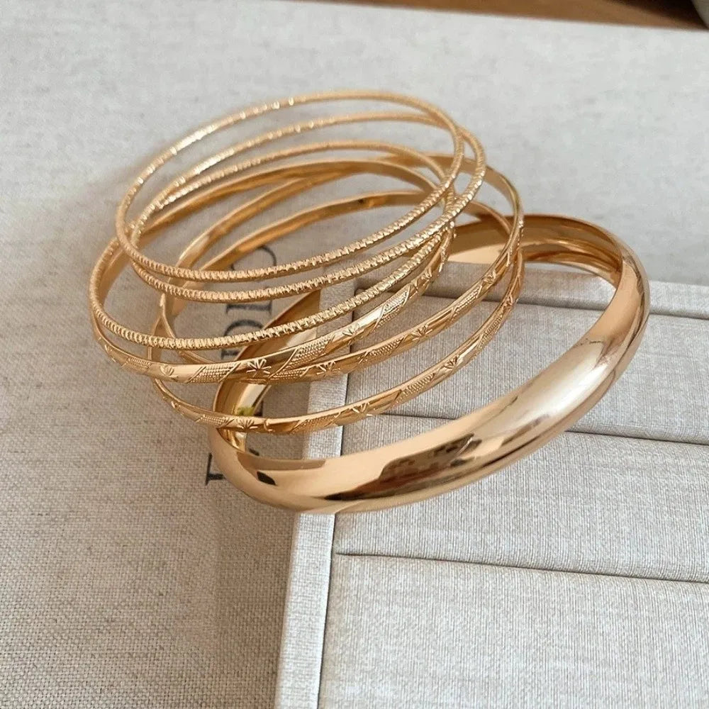 Gold Silver Cuff Bangle Set – Star Pentagram Y2K Bracelets Cuff Bangle Set PLUSH 7.5cm Gold 7PCS
