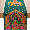 Indian Elephant Table Runner – Golden Temple Floral Décor Table Runner PLUSH A 33X183Cm