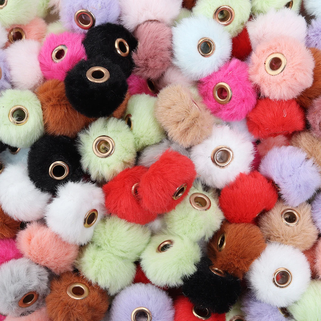 10pcs Multicolor Pompom Plush Fur Ball Beads DIY Jewelry Charms DIY Jewelry Charms PLUSH