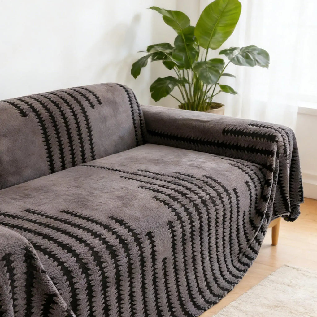 Non-Slip Fleece Couch Cover – Large Warm Sofa Blanket Sofa Cover PLUSH