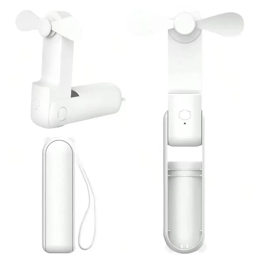 Portable USB Rechargeable Foldable Mini Handheld Fan – 3 Speeds Handheld Mini Fan PLUSH WHITE