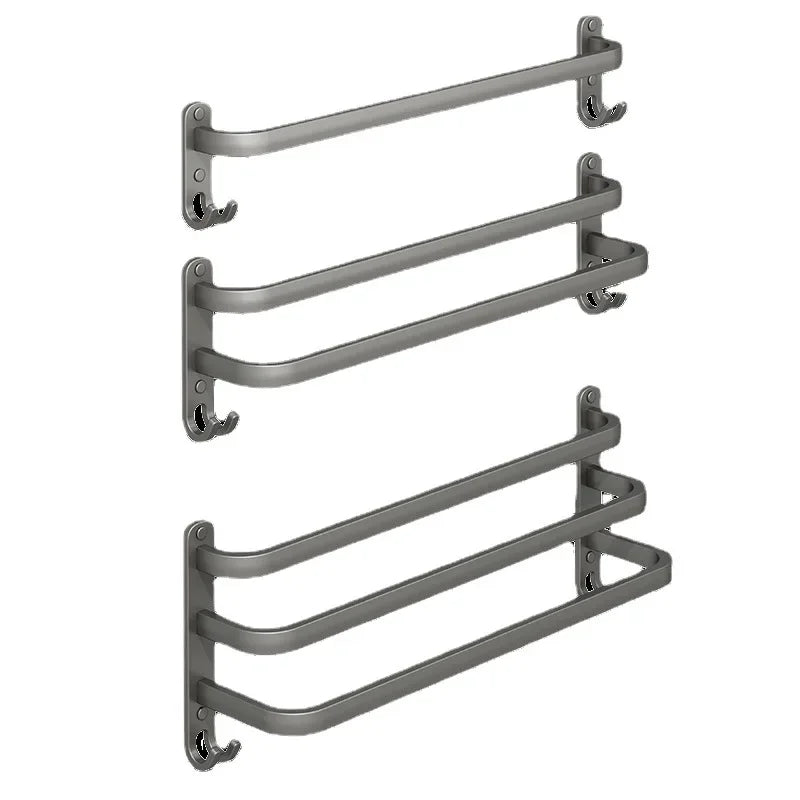 Gun Gray 3-Tier Wall Mounted Towel Rack – Space Aluminum Bathroom Towel Rack PLUSH