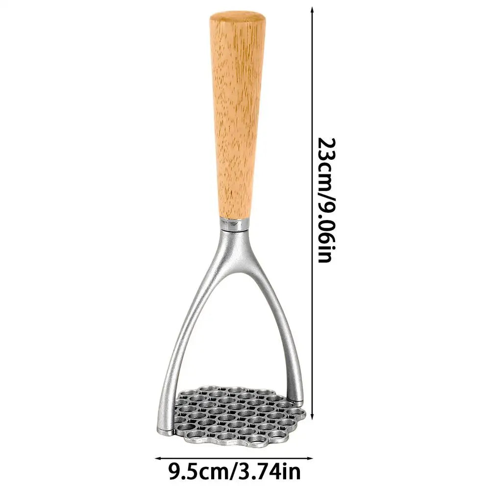 Potato Masher Wooden Handle – Aluminum Kitchen Food Masher Kitchen Food Masher PLUSH 1PC